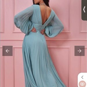 Sage Green Balloon Sleeve Maxi Dress 